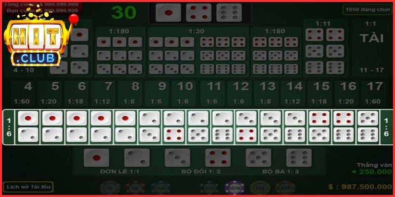 Với luật chơi tài xỉu Hitclub, bạn phải lựa chọn một bộ đôi cụ thể