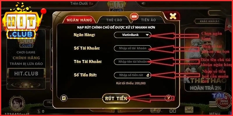 Rút tiền vô cùng đơn giản theo các bước